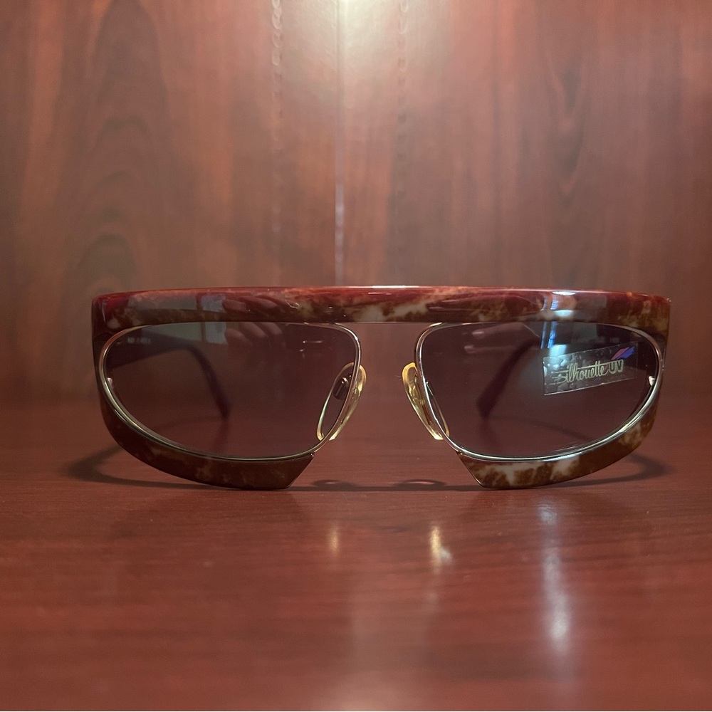 Vintage Silhouette M8020 V6058 Brown Tortoise Sunglasses Austria 80s with Case